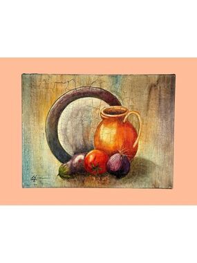 Sylvie Trudeau Oil Painting Still Life Jug & Vegetables Kitchen Art